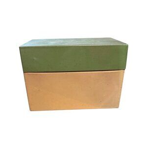 Vintage Metal Recipe File Card Box With Index Cards Ohio Art Co Green and Cream